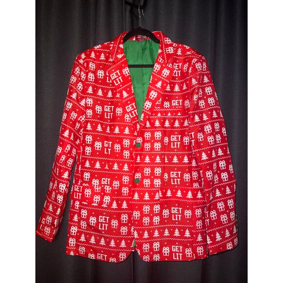 Ugly Christmas Sweater Xmas Size Medium Blazer Jacket - Picture 1 of 3